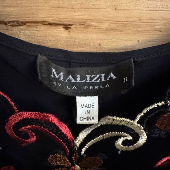 Malizia La Perla Size Small Silk Mesh Floral Bodice Intimates Slip Night Gown - Picture 12 of 13